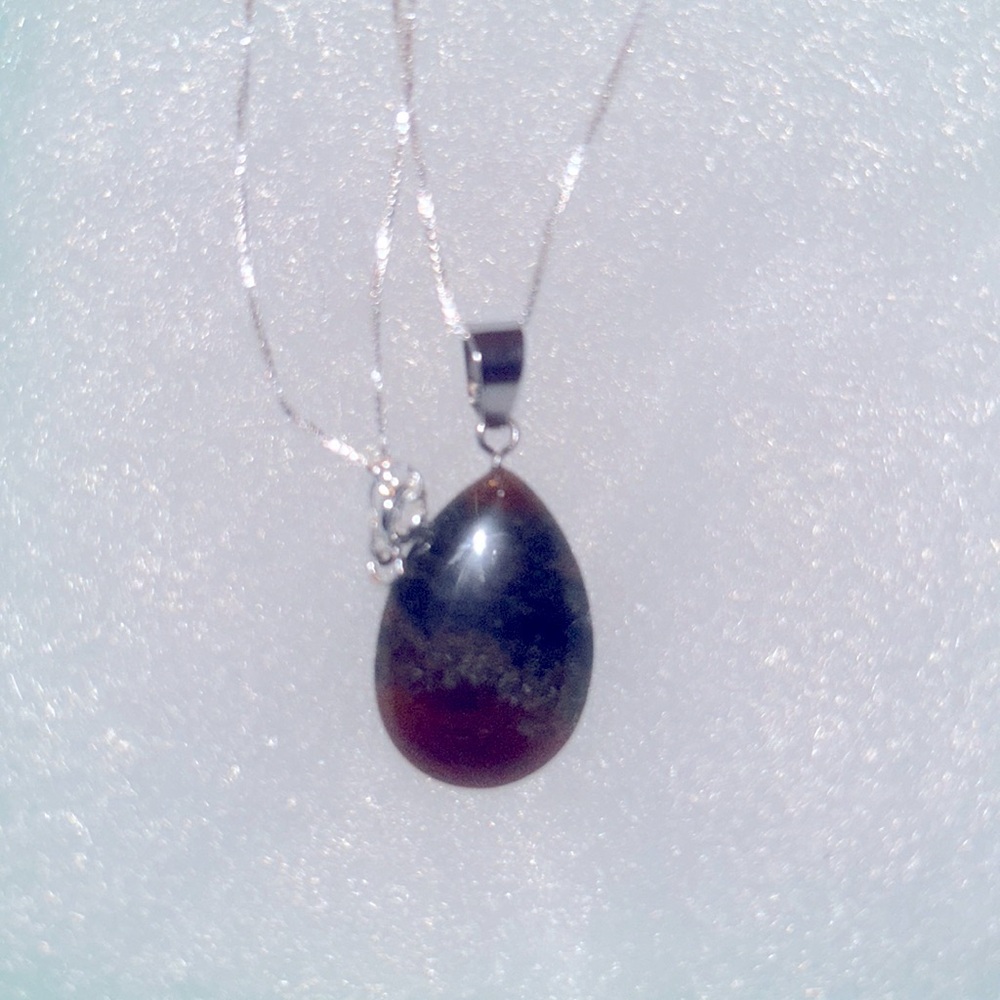 Boho Carnelian Agate Sterling Silver 16” Necklace